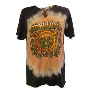 Vintage Sublime Tie-Dye Graphic T-Shirt With Sun Design Y2K